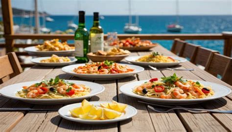 dettaglio di una tavola imbandita con piatti gourmet e vista lago