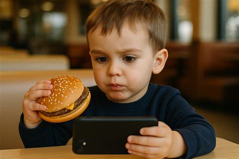 Bambino con smartphone e cervello stilizzato