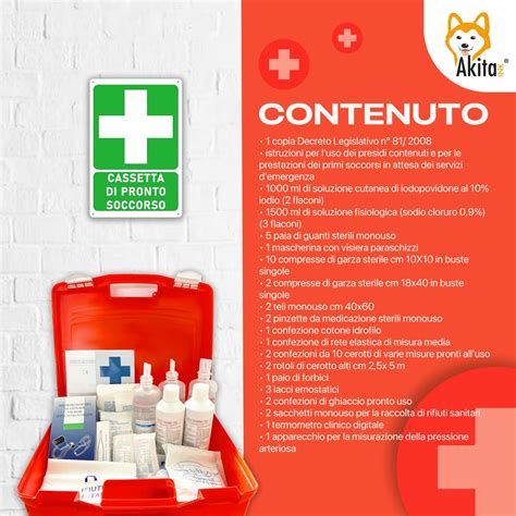 illustrazione schematica di un kit di pronto soccorso con farmaci e bendaggi