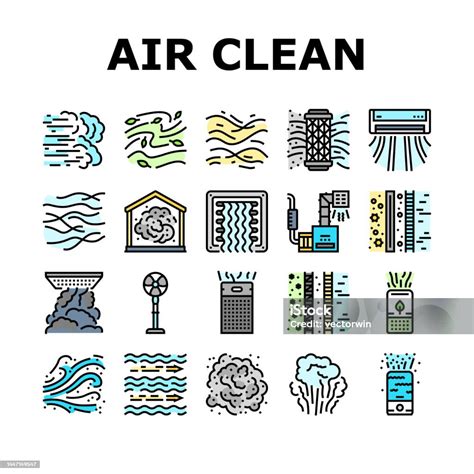 Icone che rappresentano aria pulita e umidità