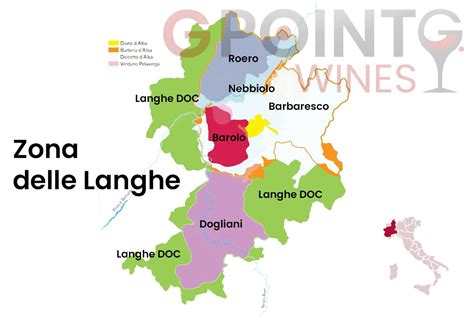 Mappa delle Langhe, area ricca di nocciole