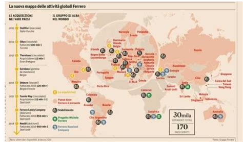 Mappa delle sedi Ferrero nel mondo