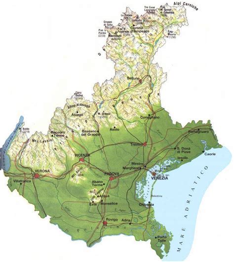 Mappa delle principali località termali del Veneto