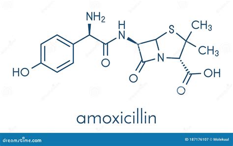 rappresentazione strutturale molecola amoxicillina