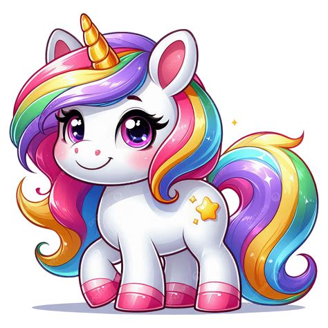 Unicorno con arcobaleno in stile cartone animato