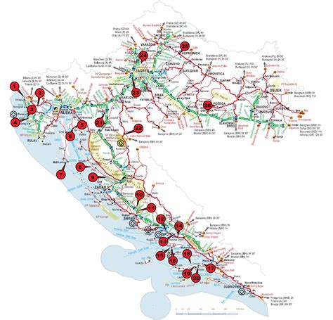 Mappa dei campeggi in Croazia