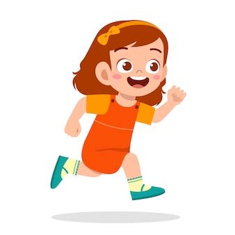 illustrazione di una bambina che corre felice in un parco con scarpe comode