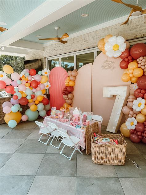Birthday party setup for a 7-year-old girl