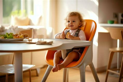 Child in a high chair at the table