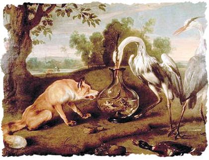 Illustrazione antica che ritrae Esopo circondato da animali, richiamando la tradizione delle favole classiche