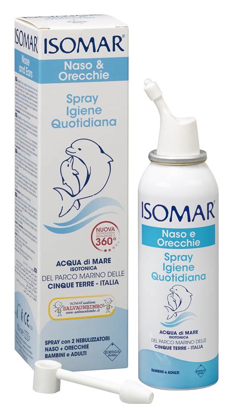 Bambino che usa spray nasale Isomar