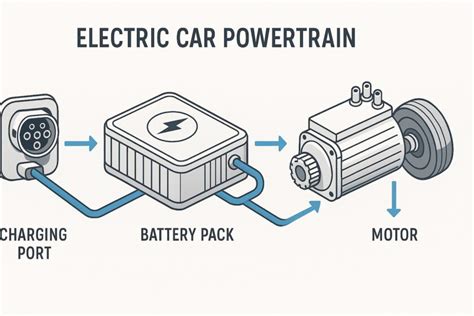 Schema di un sistema motore e batteria in un veicolo per bambini