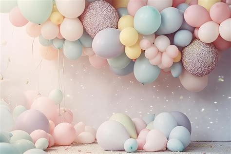 palloncini colorati e decorazioni pastello per una festa di compleanno