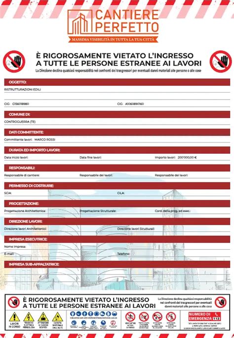 panoramica del cantiere edile e simboli di welfare