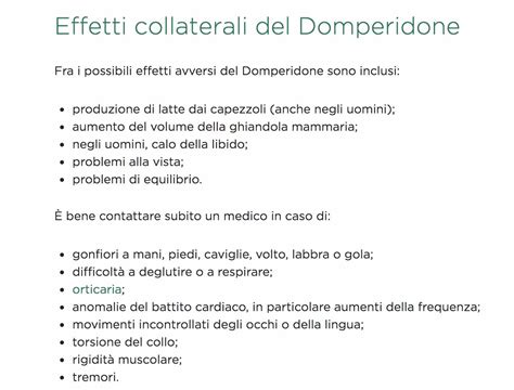 Grafico degli effetti collaterali del domperidone