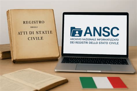 Immagine stilizzata del Registro di Stato Civile e della procedura di trascrizione