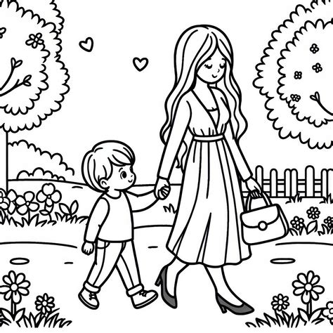 Mamma che passeggia all'aperto spingendo il passeggino in un parco cittadino