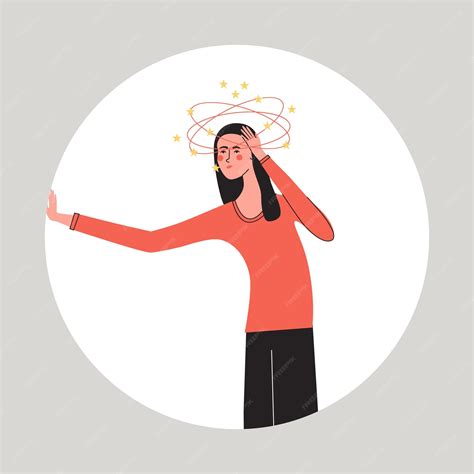 Dizzy woman experiencing headache
