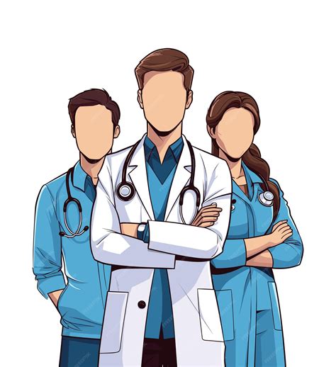 illustrazione stilizzata di un team medico con camici bianchi