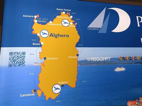 Mappa delle connessioni bus tra Sassari, Alghero e Aeroporto di Fertilia