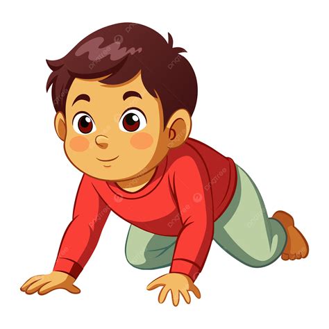 illustrazione astratta di un bambino che gattona tra elementi naturali e prodotti per l'infanzia