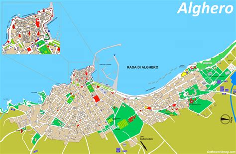 Mappa di Fertilia e Alghero