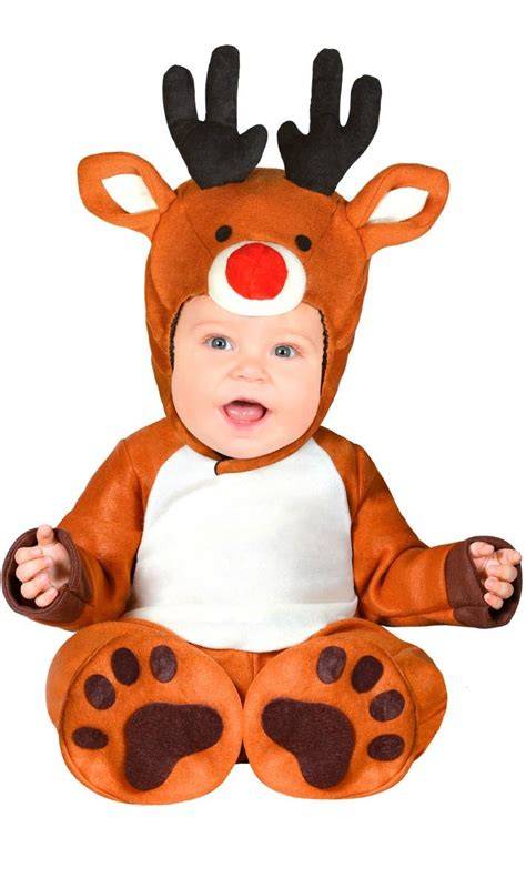 Neonato in costume da renna per un look festivo divertente