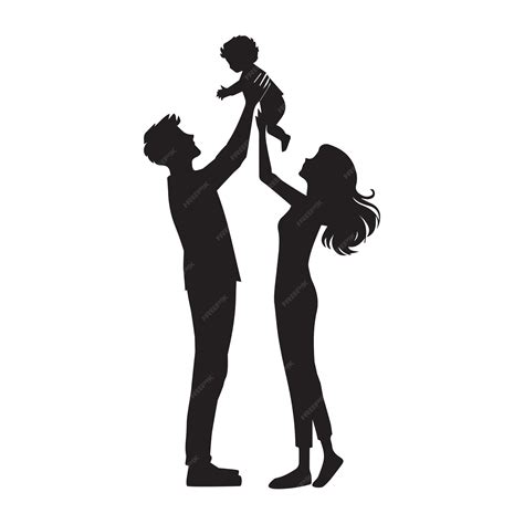 Family with child silhouette against a warm background