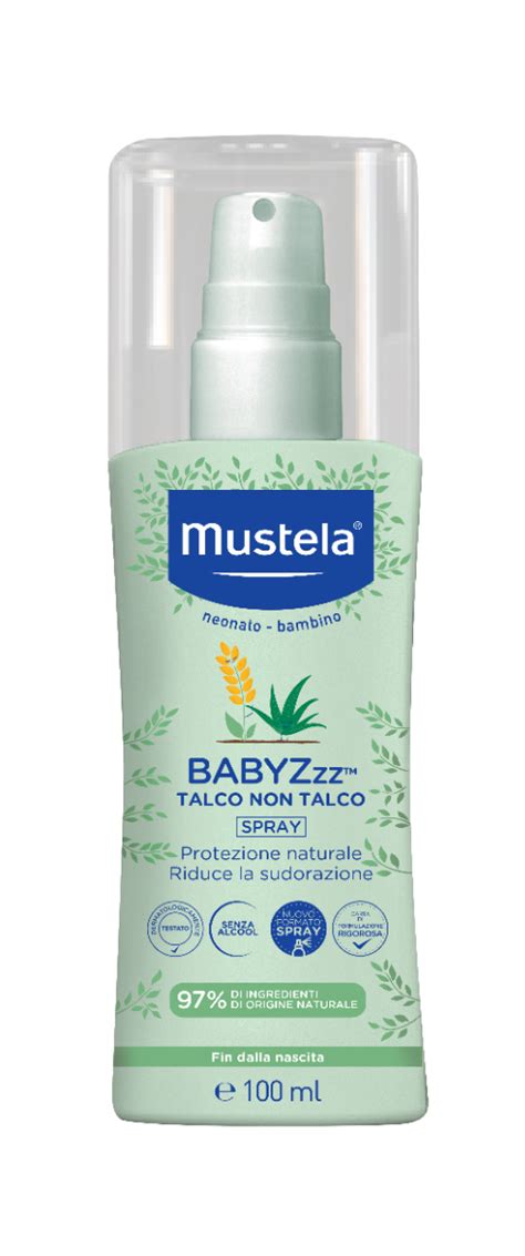 flacone di Mustela BabyZzz Talco Non Talco in ambiente domestico