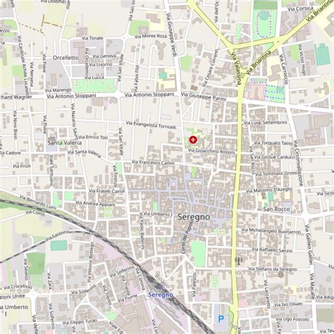 Mappa della città di Seregno con evidenziate le posizioni dei centri preparto