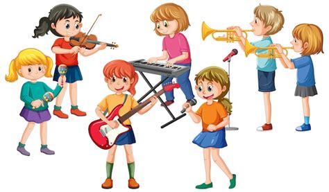 Bambini che suonano strumenti musicali colorati