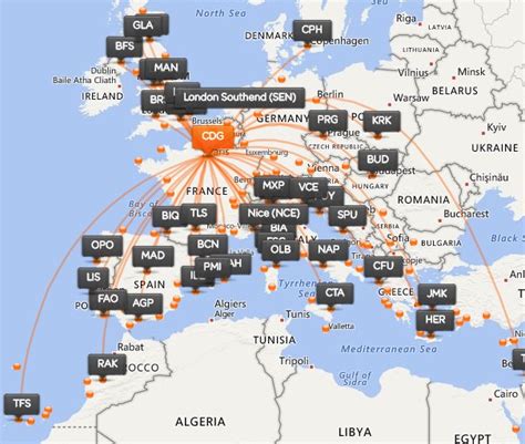 Mappa con destinazioni EasyJet family-friendly