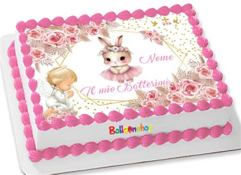 Torta Battesimo Bimba Rosa