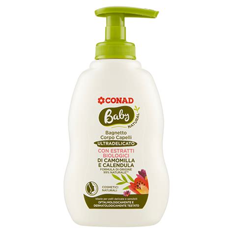 Flacone di Conad Baby Natural Bagnetto Corpo e Capelli con ingredienti naturali