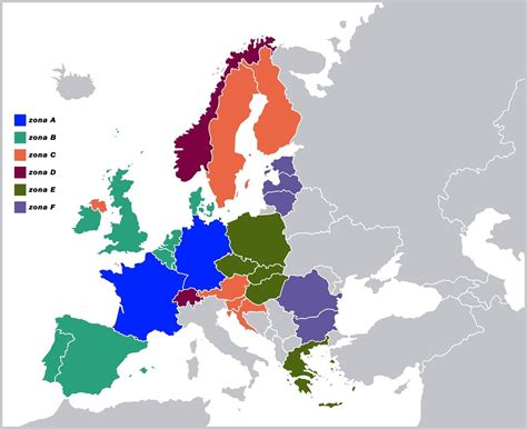 mappa delle zone di spedizione in Europa