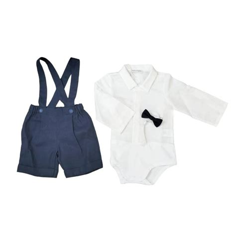 Completo battesimo maschietto con bretelle e papillon