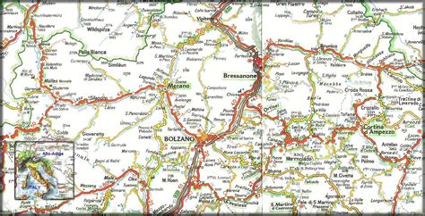 Mappa dell'Alto Adige/Provincia di Bolzano con evidenziati i principali centri medici