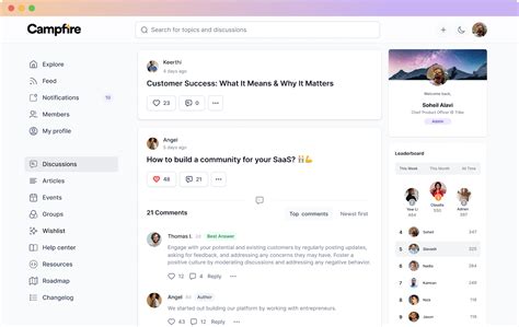 Online music community forum interface