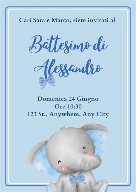 invito battesimo con illustrazione animale stile acquerello