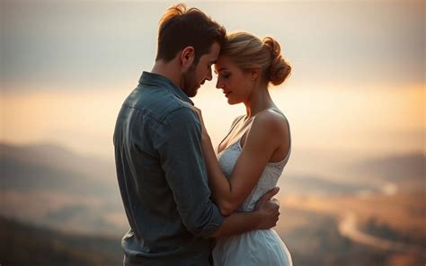 Couple embracing with hopeful expressions, symbolizing the emotional journey of trying to conceive