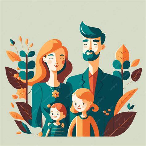 An illustration of a family with parents and children, symbolizing fruitfulness