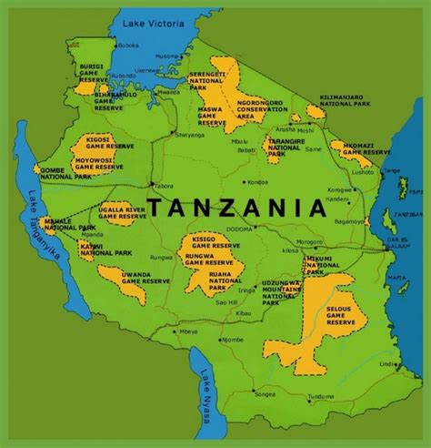 Mappa geografica della Tanzania con evidenza delle aree montuose e costiere