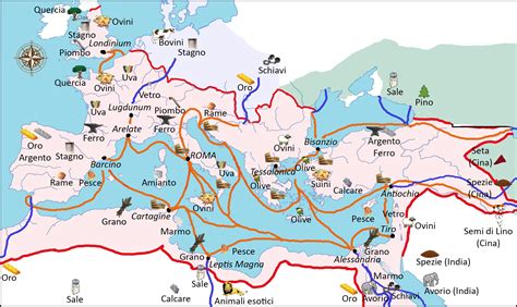 Mappa delle vie commerciali nell'antica Grecia e Roma