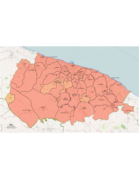 Mappa della provincia di Bari con indicazione dei comuni principali