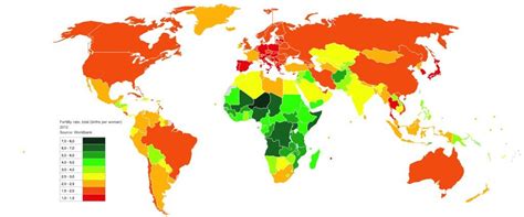 Mappa mondiale del tasso di fecondità