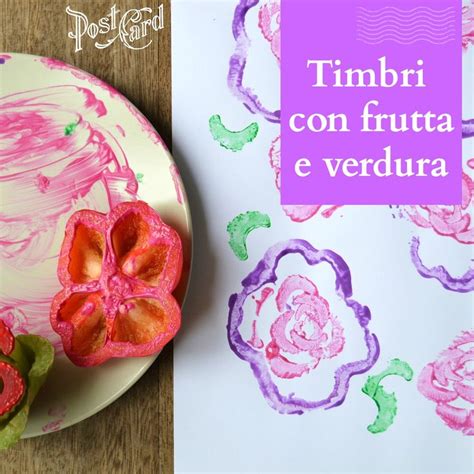 attività creativa con verdure utilizzate come timbri