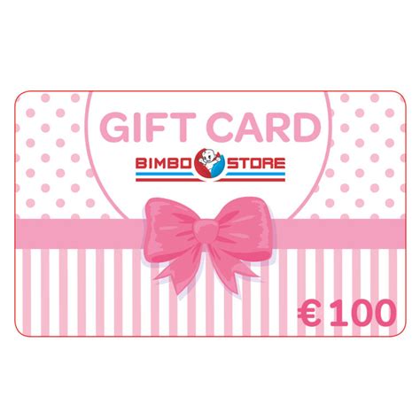 Dettaglio di una gift card Bimbo Store appoggiata su un pacco regalo