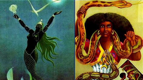 Iconografia di Mami Wata con serpente e specchio, Nigeria