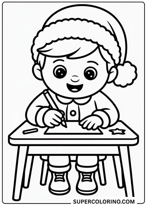 Illustrazione di un bambino che scrive una letterina a Babbo Natale