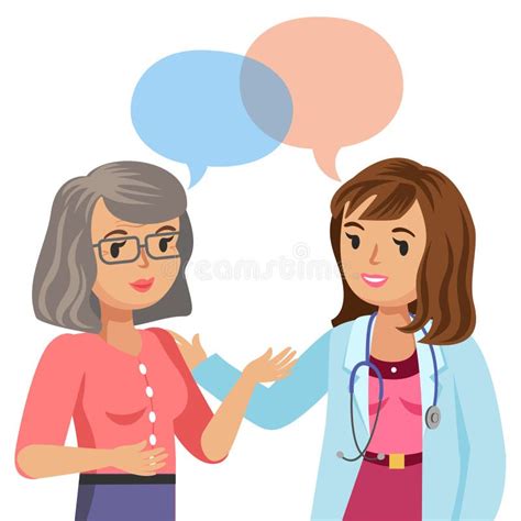 Illustrazione di una donna che parla con un medico